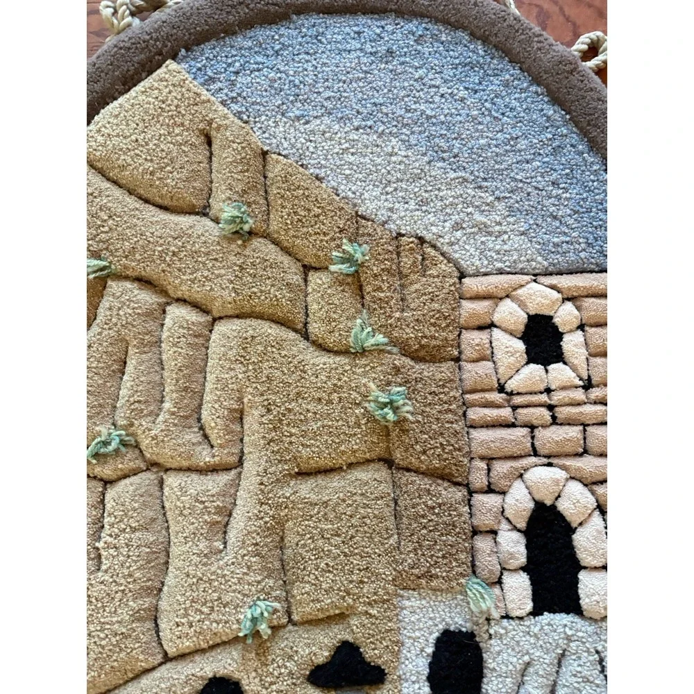 VTG TEFEN CARPETS ISRAELI WAILING WALL  TAPESTRY WOOL Wall Hanging 2.3' By 3.75'